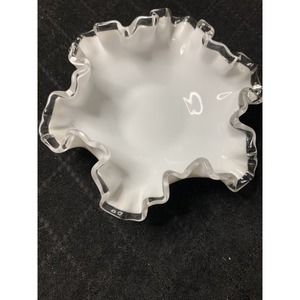 "Fenton"(?) Silver Crest 6 inch milkglass bonbon, candy dish